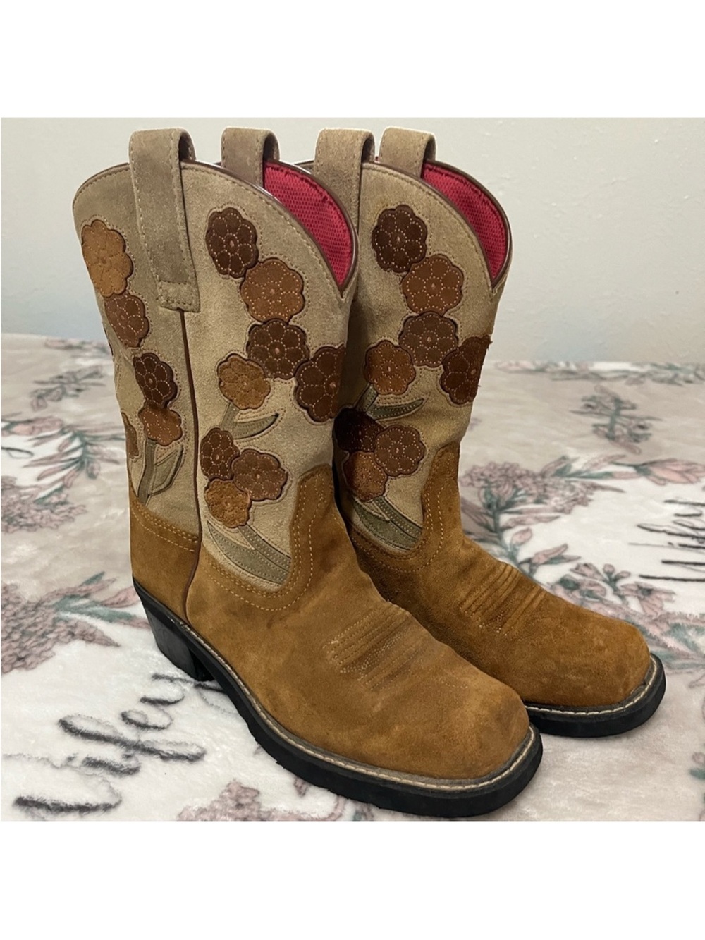 Ariat Flower Daisy Vintage Square Toe 70s Western Cowboy Boots 9